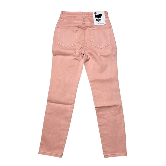 Free People X Sandrine Rose Pink Palm Tree Embroidered Skinny Jeans - Picture 8 of 9